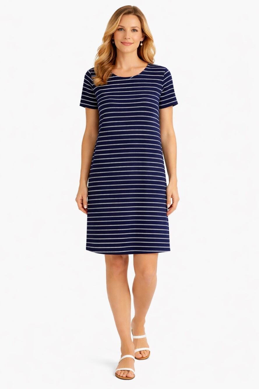 United By Blue Blue Stripe Shift Dress XS Casual Summer Coastal